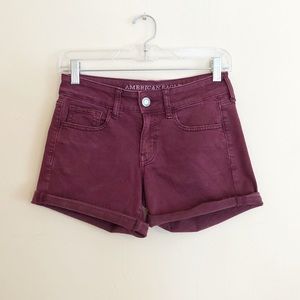 American Eagle Super Stretch Midi Burgundy Shorts